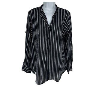 Lauren Ralph Lauren Unique Buttons Roll Tab Sleeve Button Down Blouse Size M